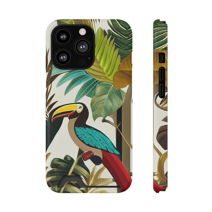 Miniaday Designs Phone Case With Card Holder Tropical Toucan Multicolor - Miniaday Designs, LLC.