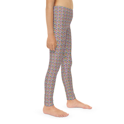 Vibrant Circle Mosaic Collection by Miniaday Designs, LLC. (18 Months to 12 Year Old Sizes) Youth Full-Length Leggings - Miniaday Designs, LLC.