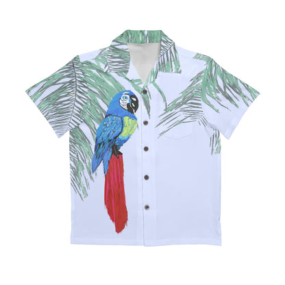 Miniaday Designs Camisa hawaiana juvenil Blue Parrot Camisa hawaiana para niño grande (modelo T58)