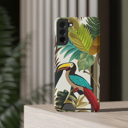 Miniaday Designs Phone Case With Card Holder Tropical Toucan Multicolor