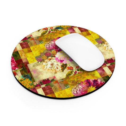 Sunlit Floral Mosaic Collection by Miniaday Designs, LLC. Mouse Pad - Miniaday Designs, LLC.