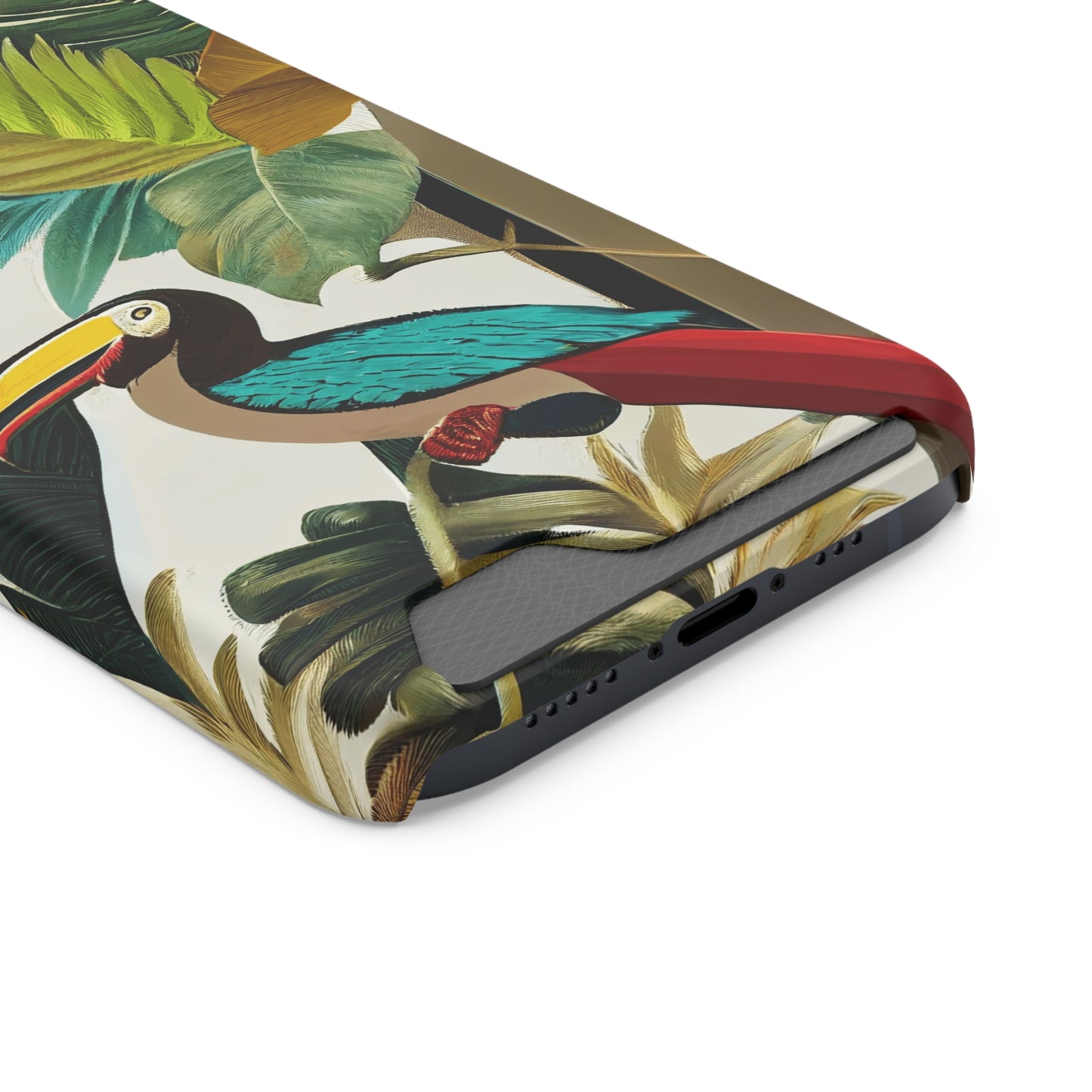 Miniaday Designs Phone Case With Card Holder Tropical Toucan Multicolor