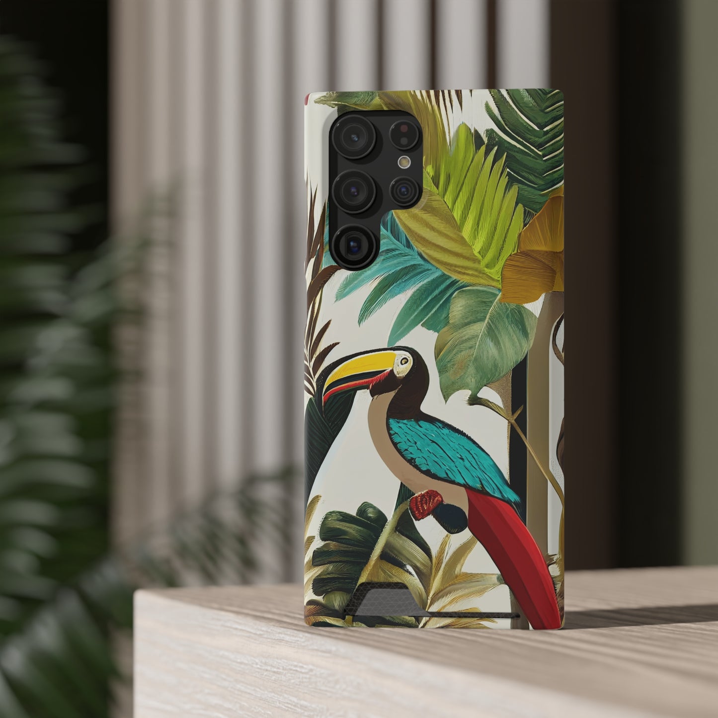 Miniaday Designs Phone Case With Card Holder Tropical Toucan Multicolor