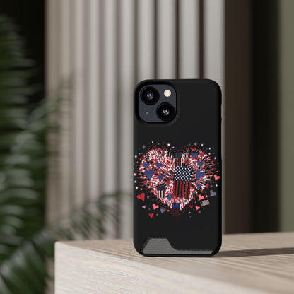 Patriotic Hearts of Valor Collection by Miniaday Designs, LLC.  Phone Case With Card Holder