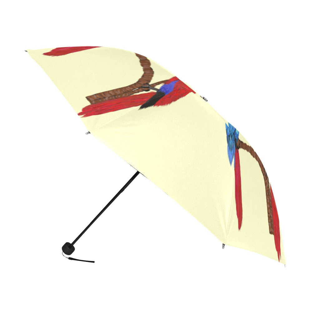 Miniaday Designs Parrots on Yellow Anti-UV Foldable Umbrella - Miniaday Designs, LLC.