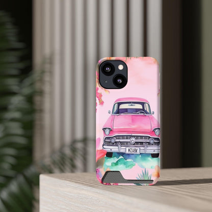 Pink Paradise Roadtrip Collection by Miniaday Designs, LLC. Phone Case With Card Holder - Miniaday Designs, LLC.