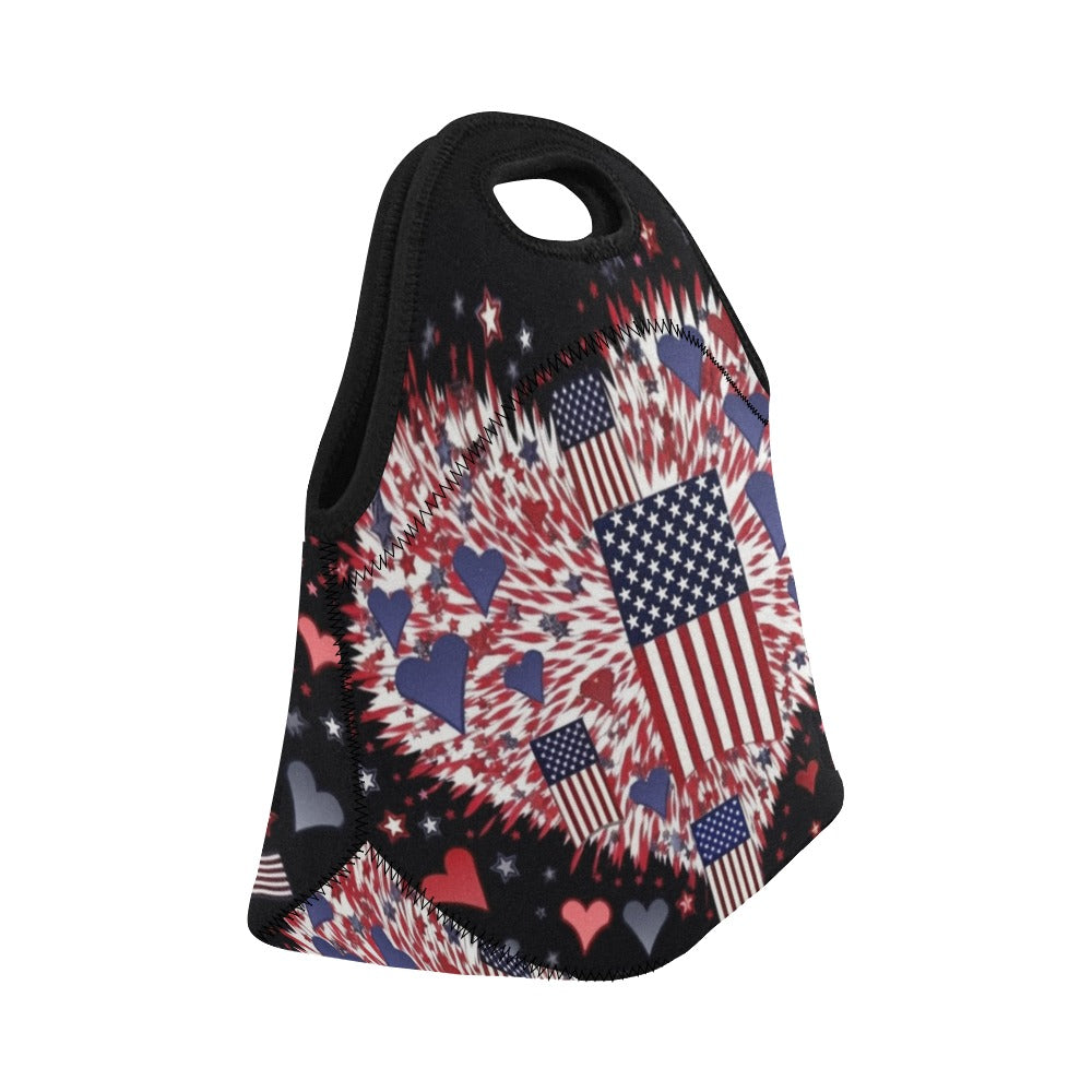 Patriotic Hearts of Valor Collection Neoprene Lunch Bag (Model 1669) (Small) - Miniaday Designs, LLC.