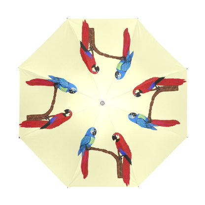 Miniaday Designs Parrots on Yellow Anti-UV Foldable Umbrella - Miniaday Designs, LLC.