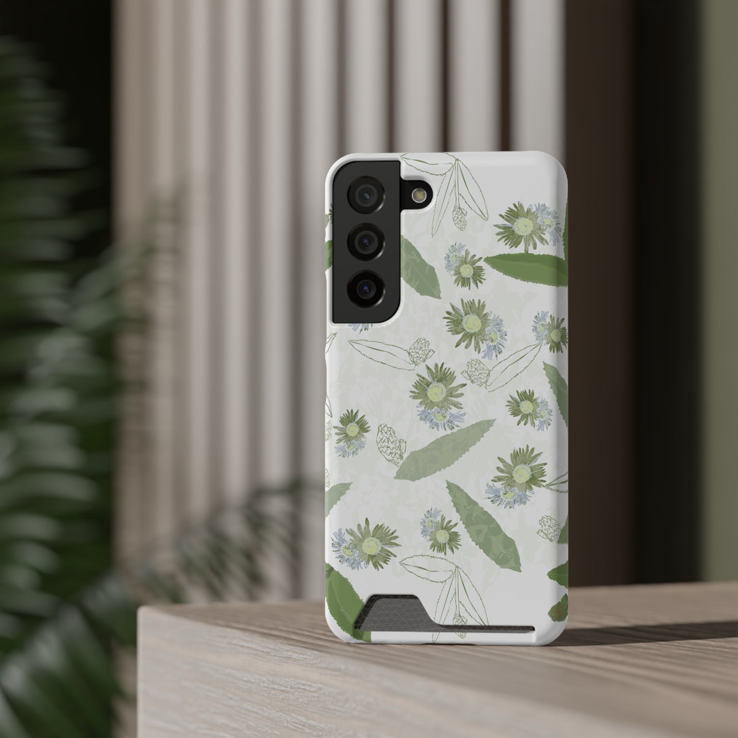 Serene Botanical Harmony Collection by Miniaday Designs, LLC. Phone Case With Card Holder - Miniaday Designs, LLC.