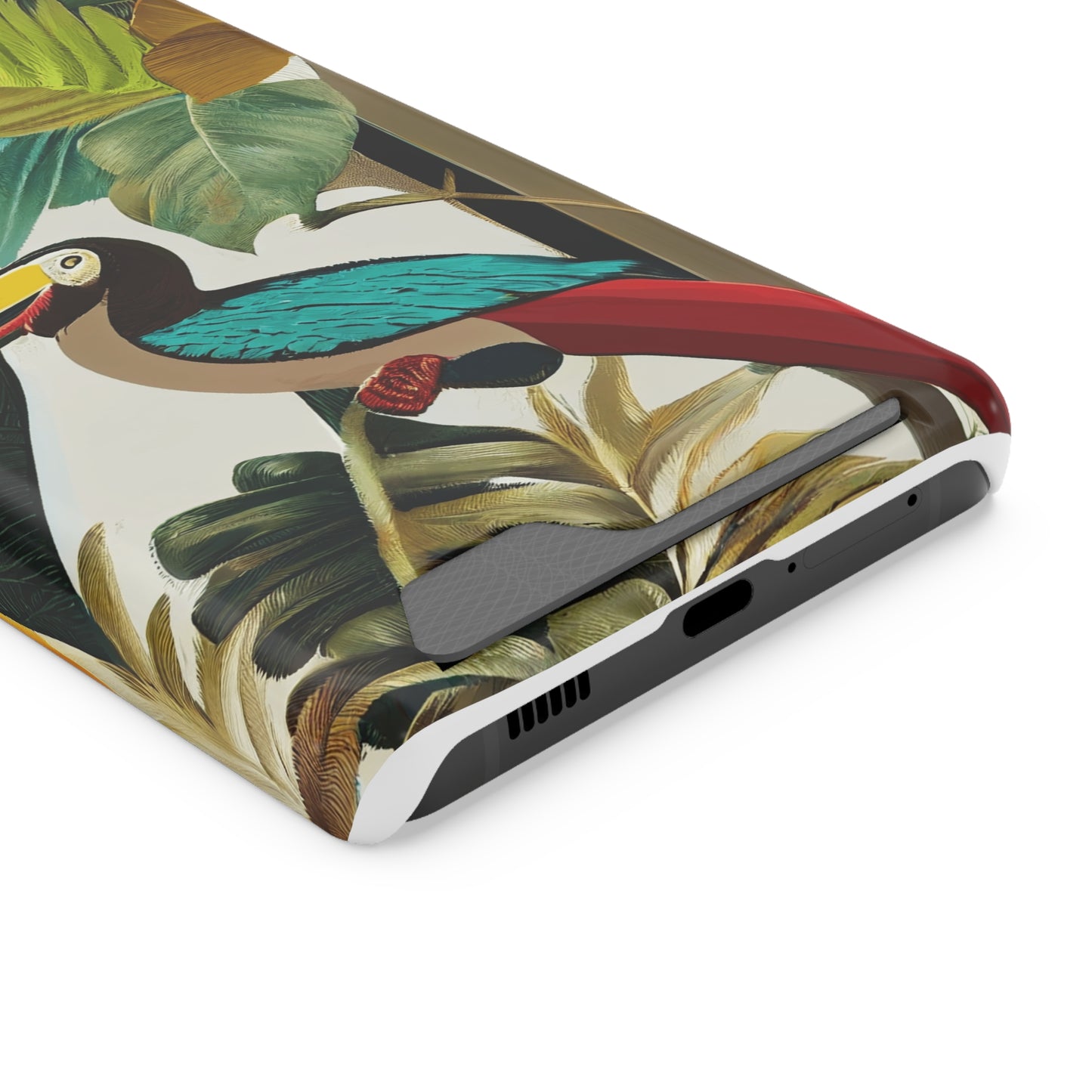 Miniaday Designs Phone Case With Card Holder Tropical Toucan Multicolor - Miniaday Designs, LLC.