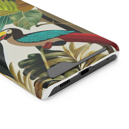 Miniaday Designs Phone Case With Card Holder Tropical Toucan Multicolor - Miniaday Designs, LLC.