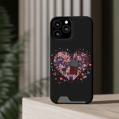 Patriotic Hearts of Valor Collection by Miniaday Designs, LLC. Phone Case With Card Holder - Miniaday Designs, LLC.