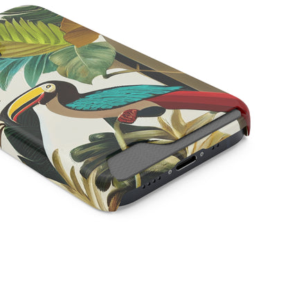 Miniaday Designs Phone Case With Card Holder Tropical Toucan Multicolor