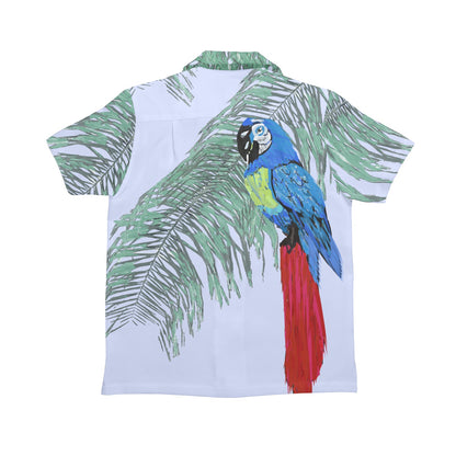 Miniaday Designs Camisa hawaiana juvenil Blue Parrot Camisa hawaiana para niño grande (modelo T58)