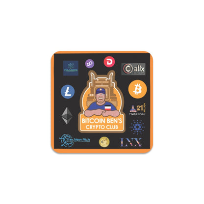 Miniaday Designs Bitcoin Ben Square Coasters 100 Coasters per Order