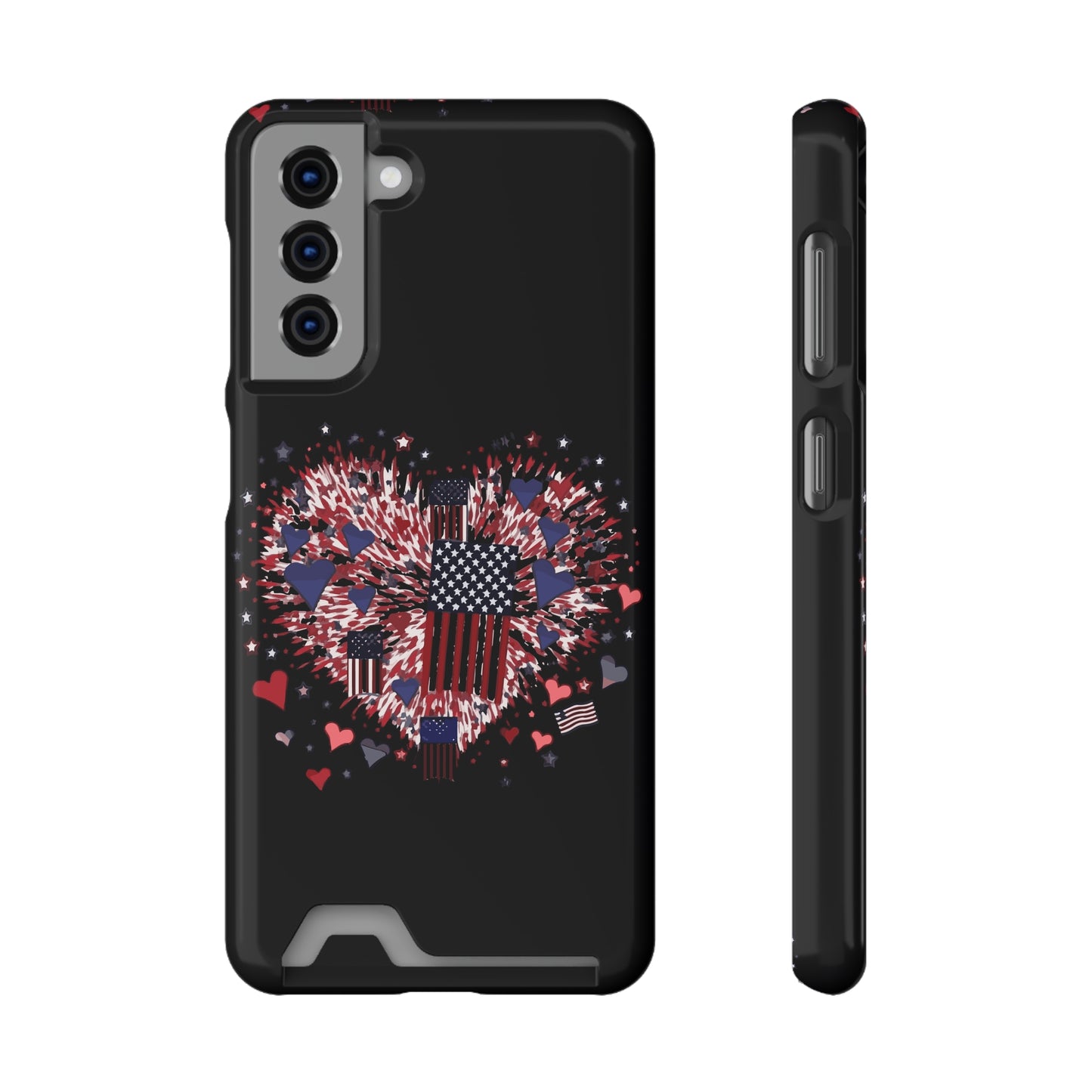 Patriotic Hearts of Valor Collection by Miniaday Designs, LLC.  Phone Case With Card Holder