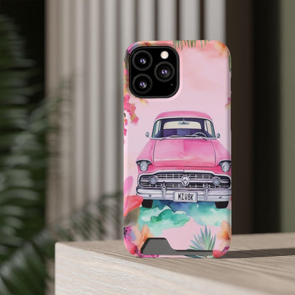 Pink Paradise Roadtrip Collection by Miniaday Designs, LLC. Phone Case With Card Holder - Miniaday Designs, LLC.