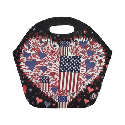 Patriotic Hearts of Valor Collection Neoprene Lunch Bag (Model 1669) (Small) - Miniaday Designs, LLC.