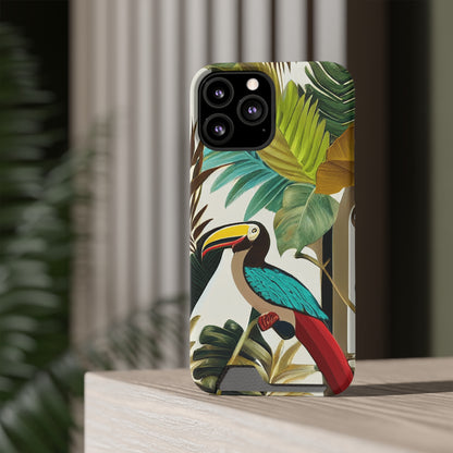 Miniaday Designs Phone Case With Card Holder Tropical Toucan Multicolor - Miniaday Designs, LLC.