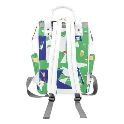 Miniaday Designs Multi-Function Backpack(Model1688) Blue and Green Abstract - Miniaday Designs, LLC.