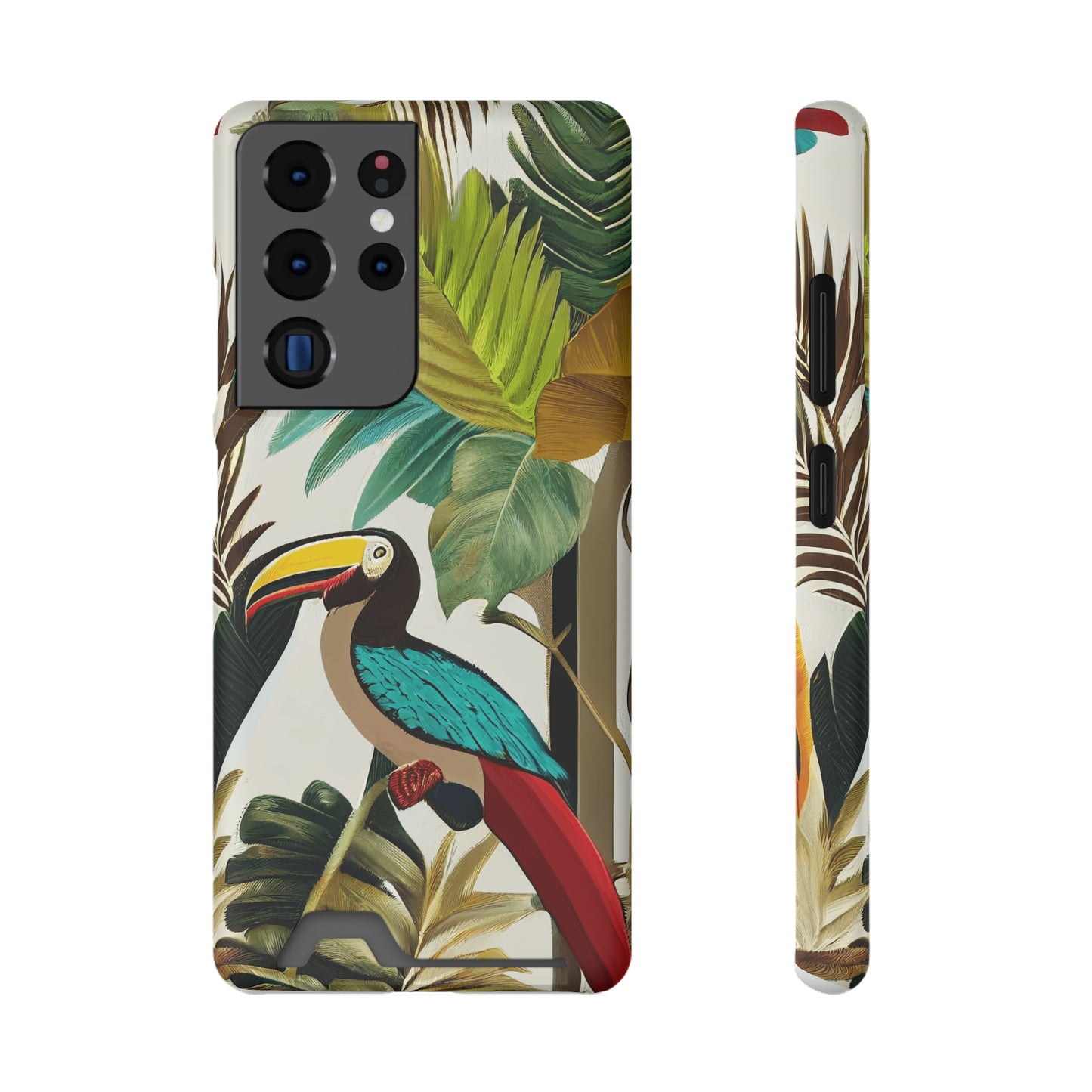 Miniaday Designs Phone Case With Card Holder Tropical Toucan Multicolor