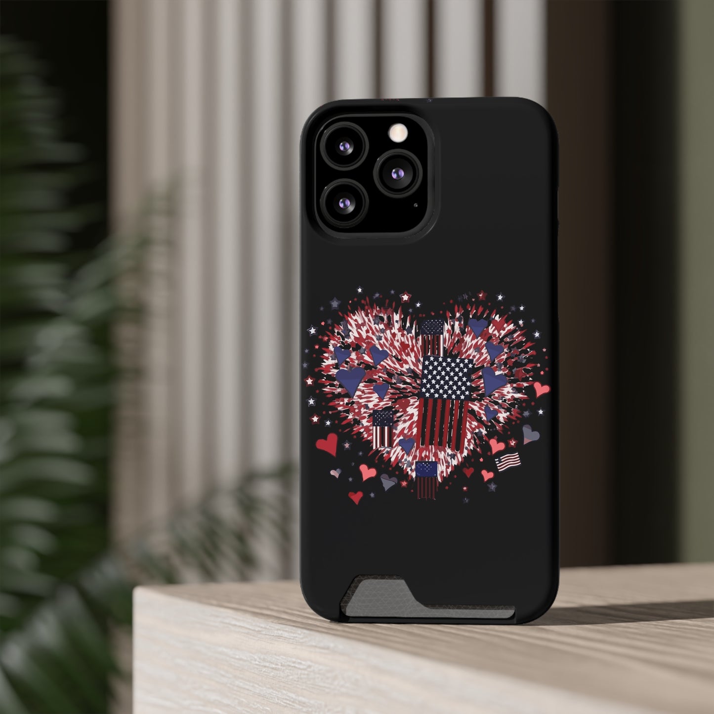 Patriotic Hearts of Valor Collection by Miniaday Designs, LLC. Phone Case With Card Holder - Miniaday Designs, LLC.