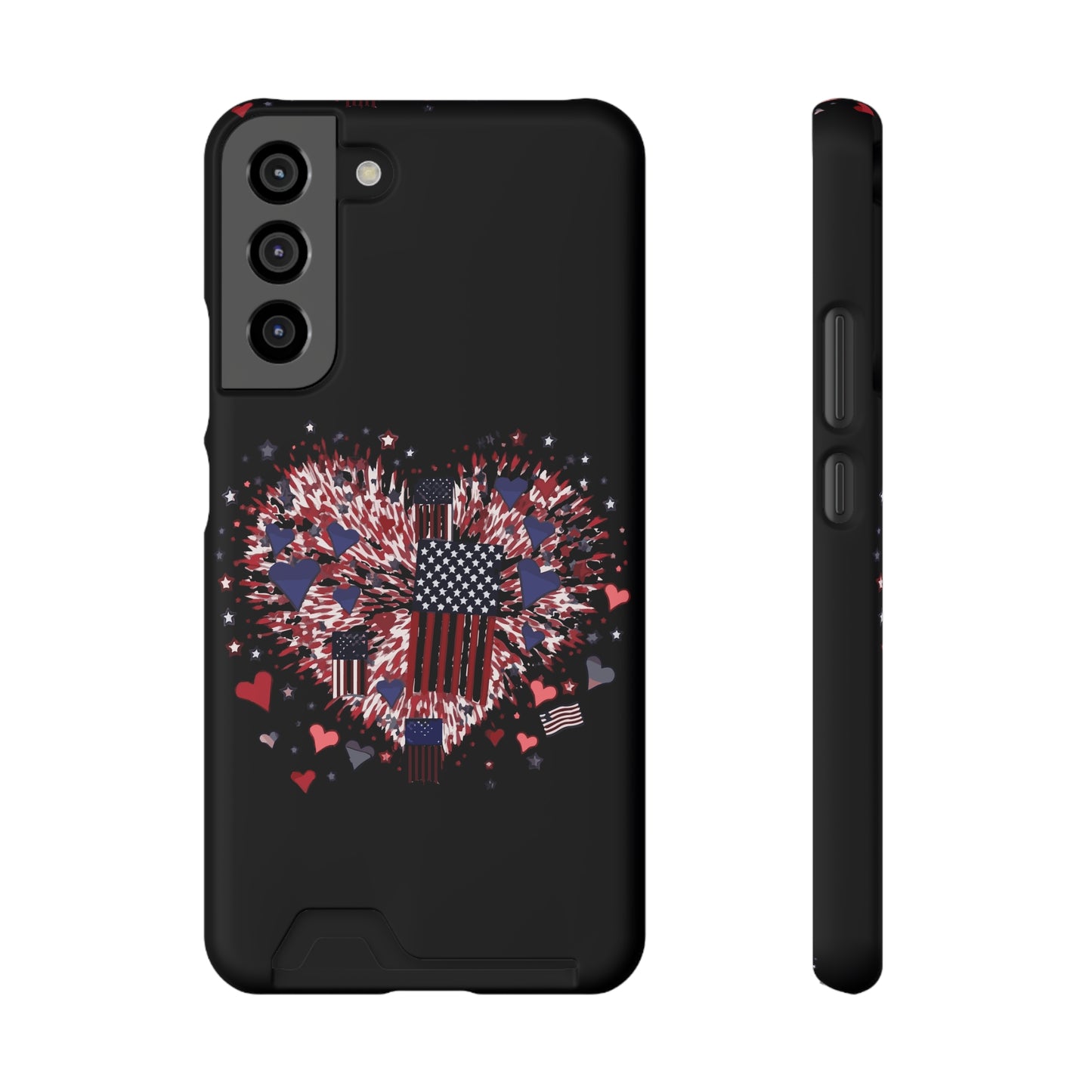 Patriotic Hearts of Valor Collection by Miniaday Designs, LLC. Phone Case With Card Holder - Miniaday Designs, LLC.