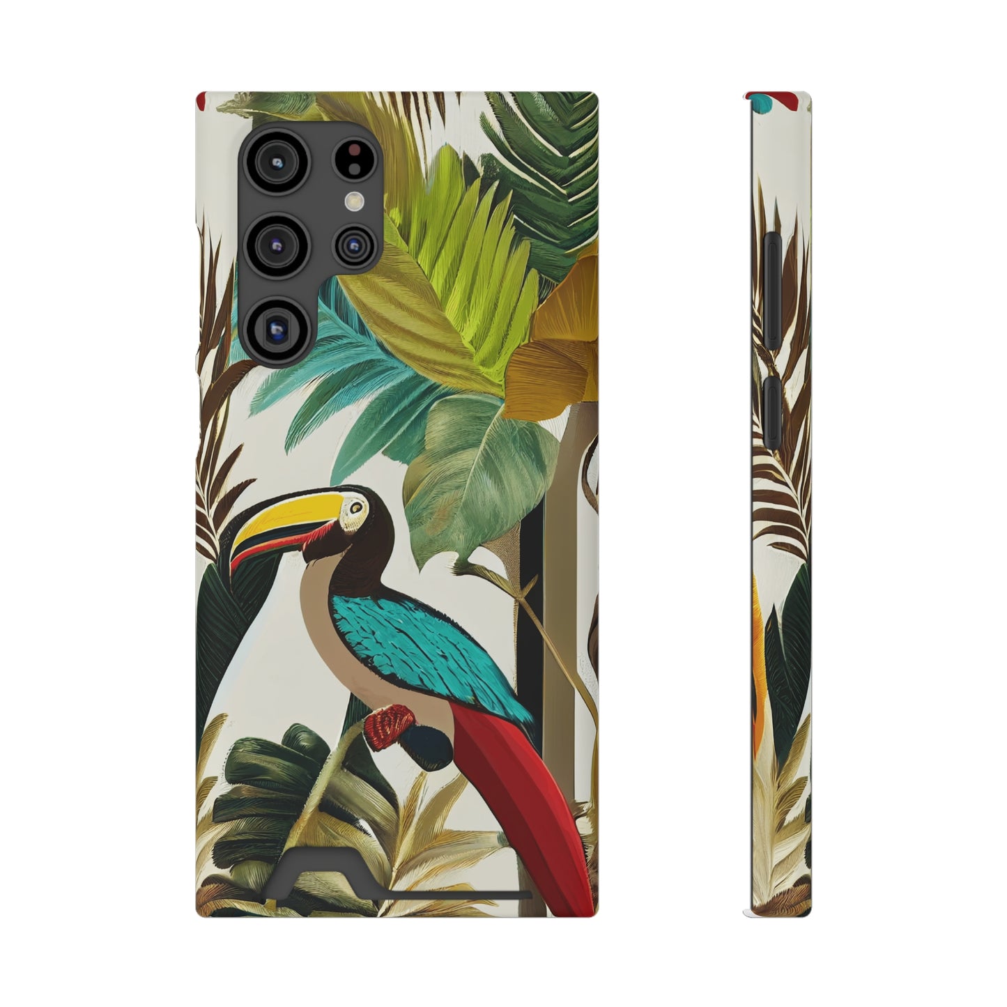 Miniaday Designs Phone Case With Card Holder Tropical Toucan Multicolor - Miniaday Designs, LLC.