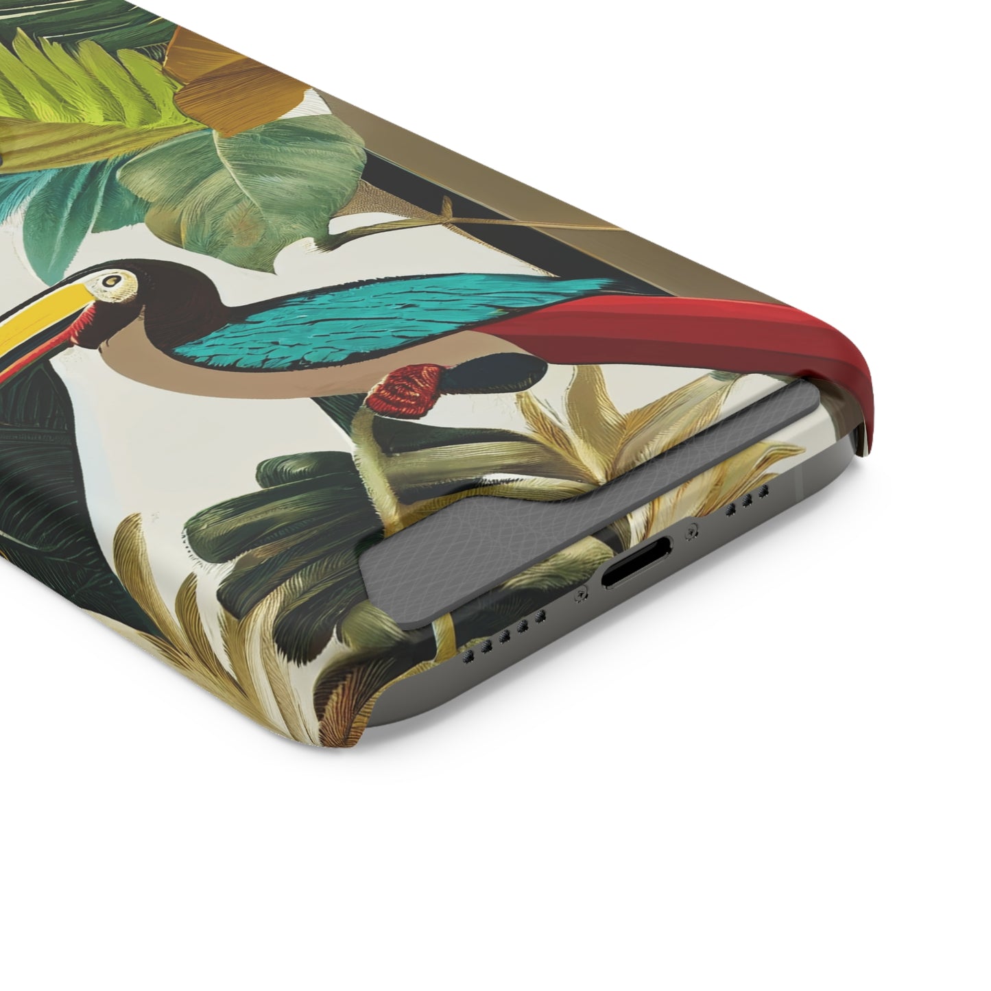 Miniaday Designs Phone Case With Card Holder Tropical Toucan Multicolor - Miniaday Designs, LLC.