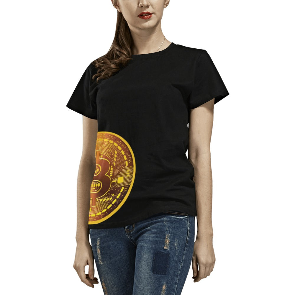 Miniaday Designs Bitcoin Ben Crypto And BTC Women's Shirt  Print T-Shirt for Women (USA Size) (Model T40)