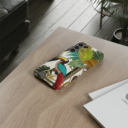 Miniaday Designs Phone Case With Card Holder Tropical Toucan Multicolor - Miniaday Designs, LLC.