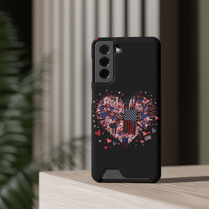 Patriotic Hearts of Valor Collection by Miniaday Designs, LLC.  Phone Case With Card Holder