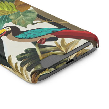 Miniaday Designs Phone Case With Card Holder Tropical Toucan Multicolor - Miniaday Designs, LLC.