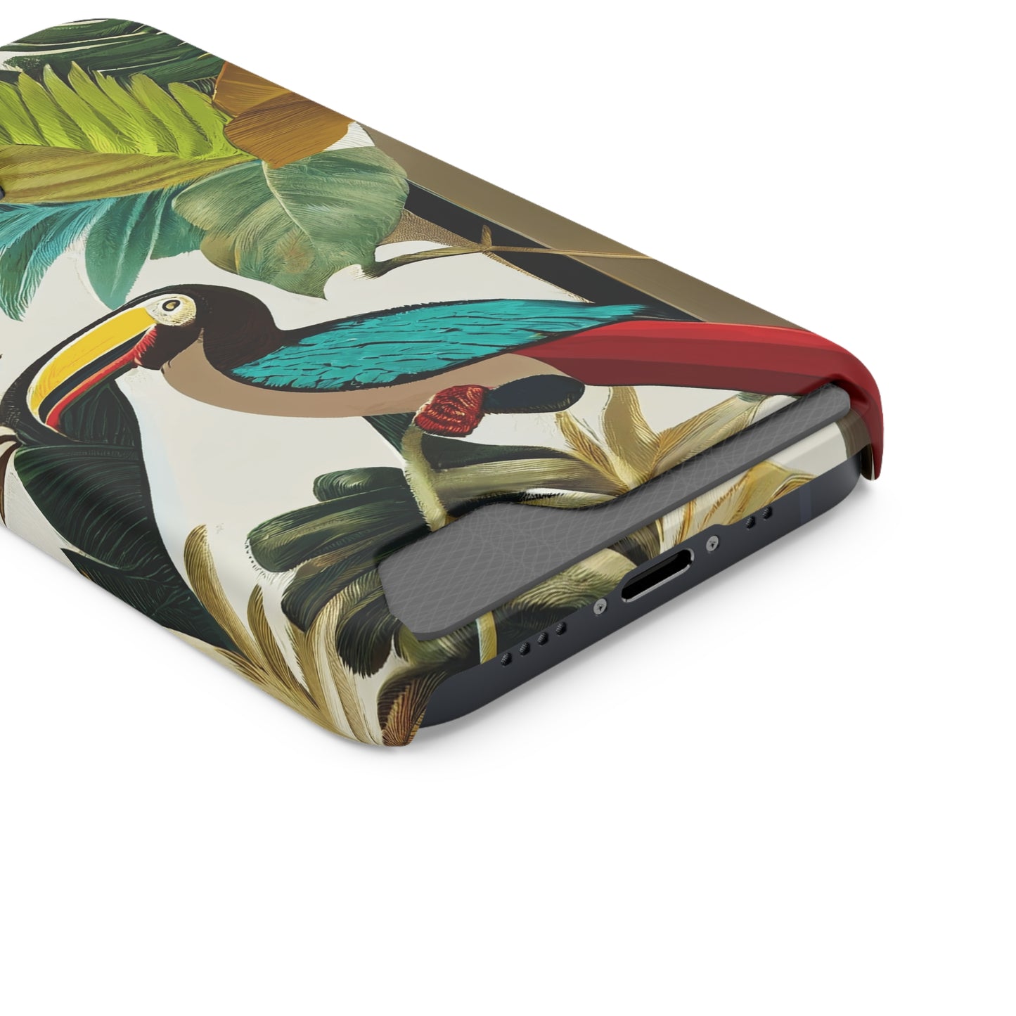 Miniaday Designs Phone Case With Card Holder Tropical Toucan Multicolor