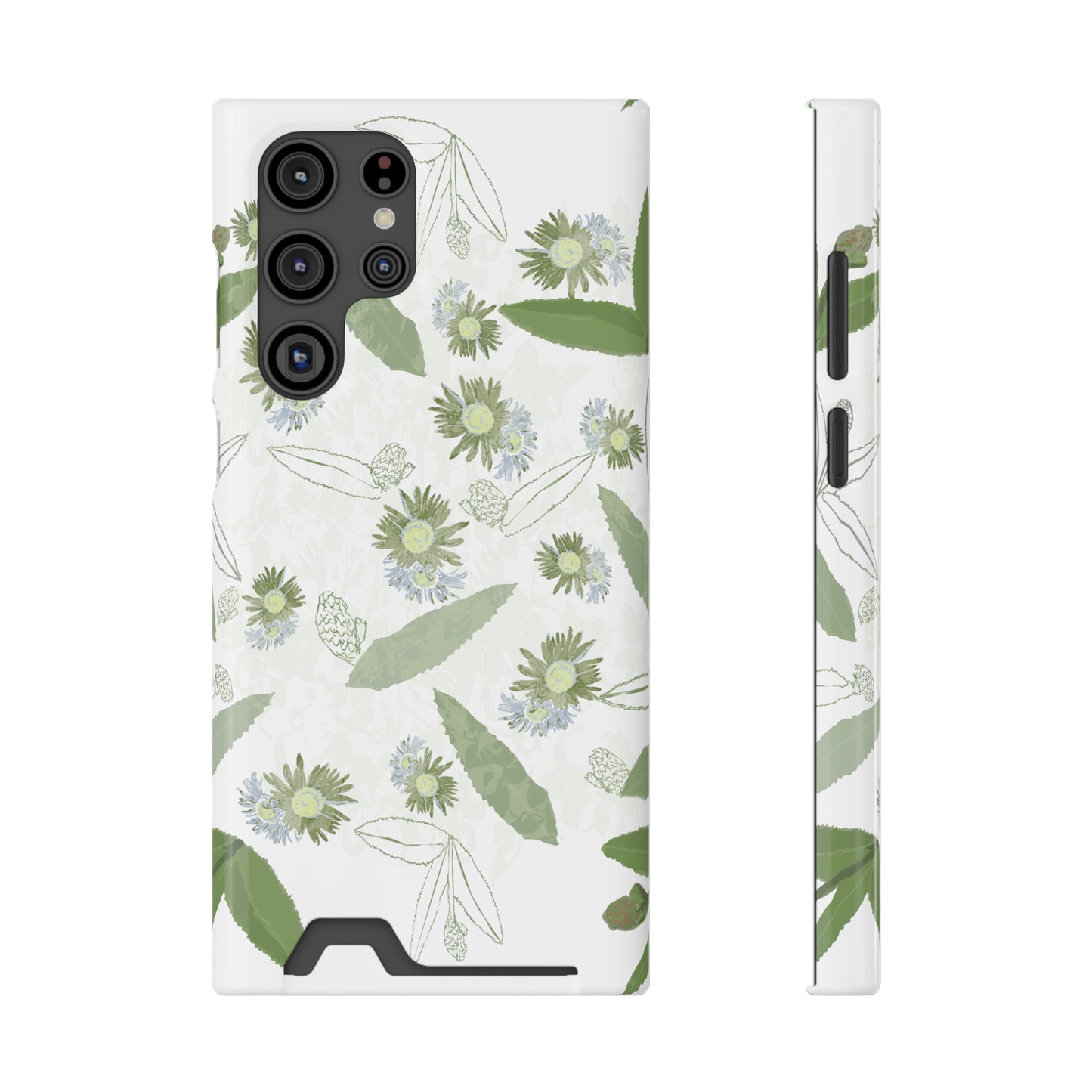 Serene Botanical Harmony Collection by Miniaday Designs, LLC. Phone Case With Card Holder - Miniaday Designs, LLC.