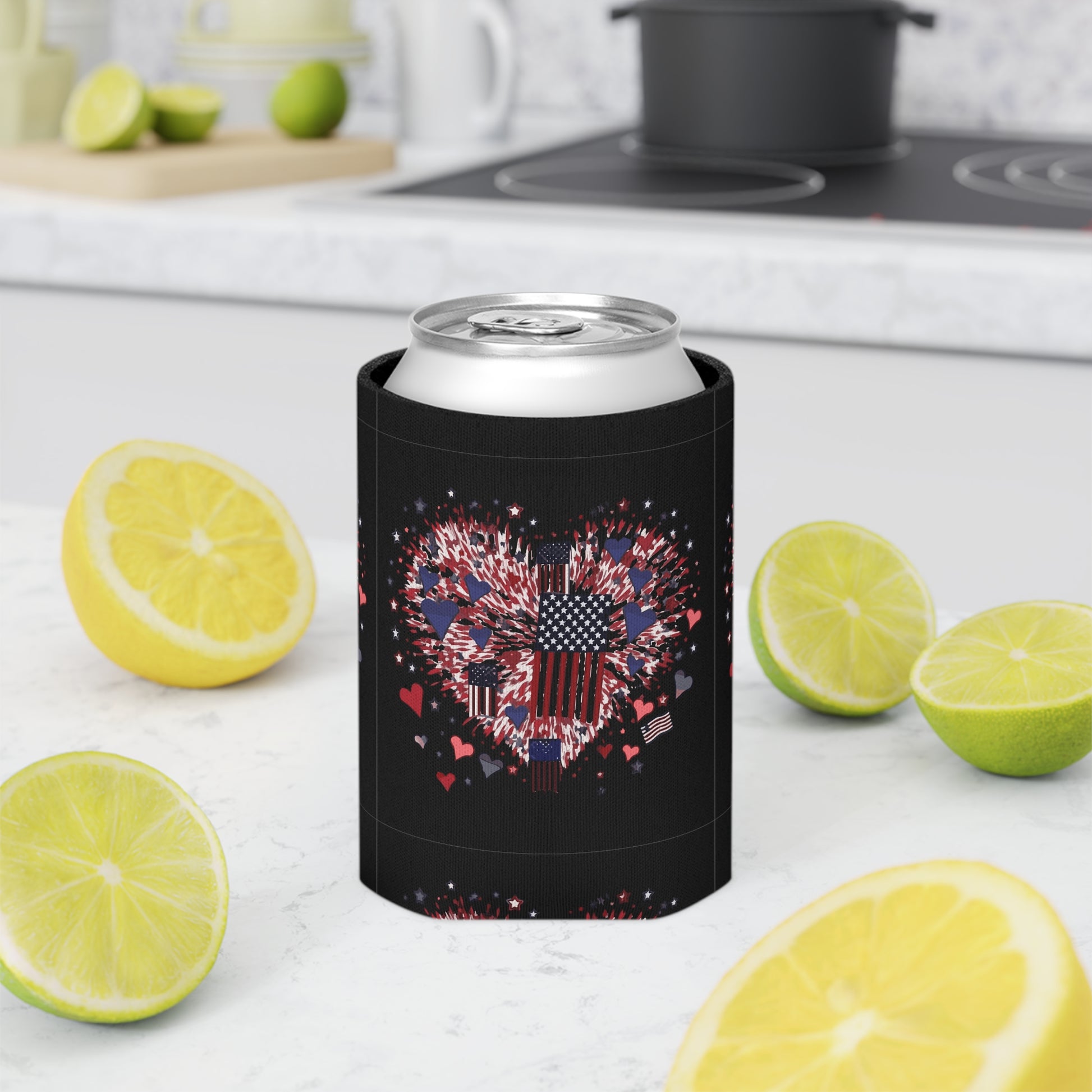 Patriotic Hearts of Valor Collection by Miniaday Designs, LLC. Can Cooler - Miniaday Designs, LLC.