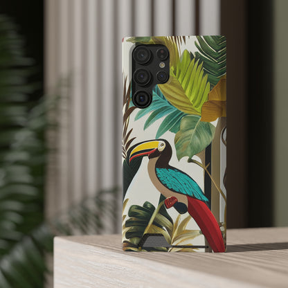 Miniaday Designs Phone Case With Card Holder Tropical Toucan Multicolor