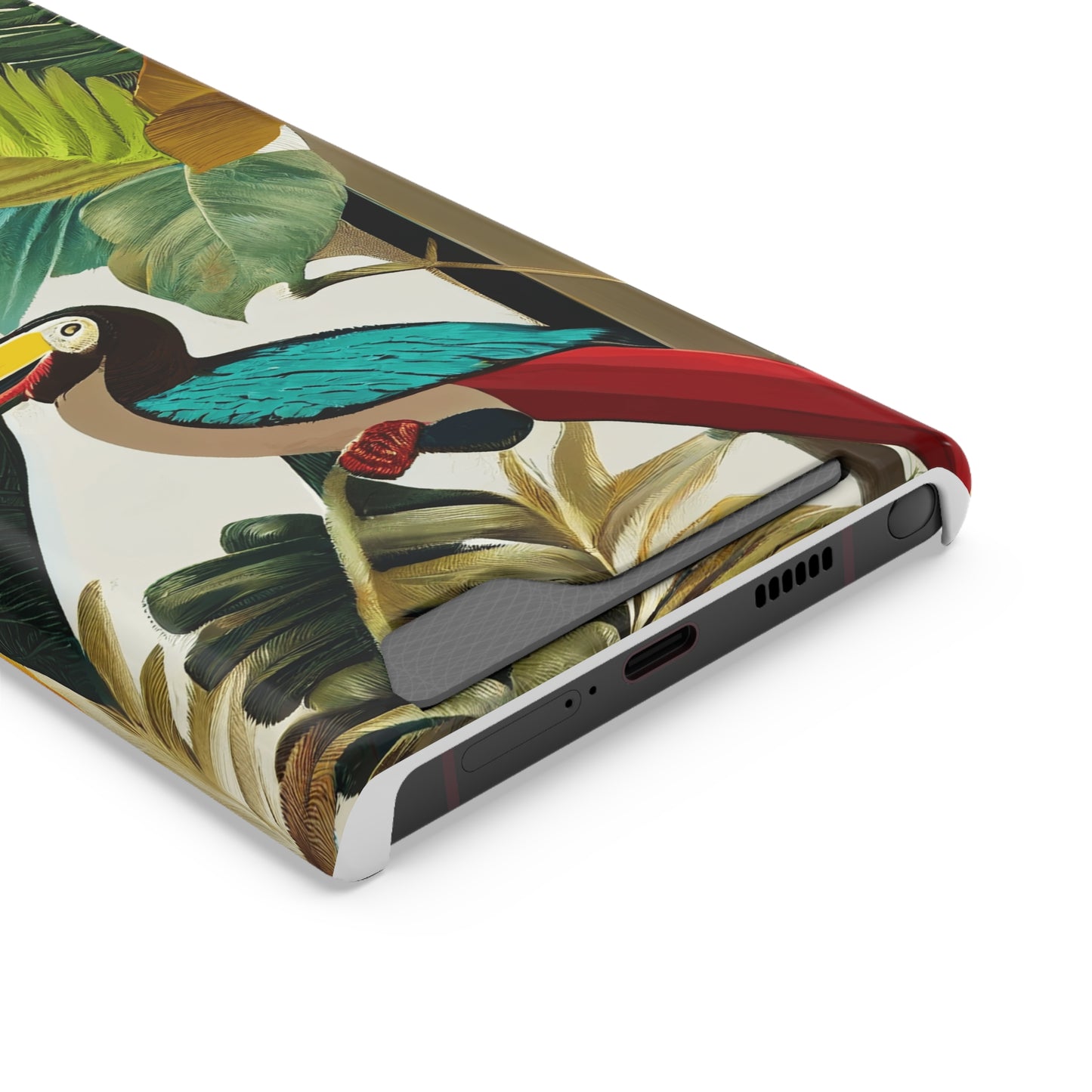 Miniaday Designs Phone Case With Card Holder Tropical Toucan Multicolor - Miniaday Designs, LLC.