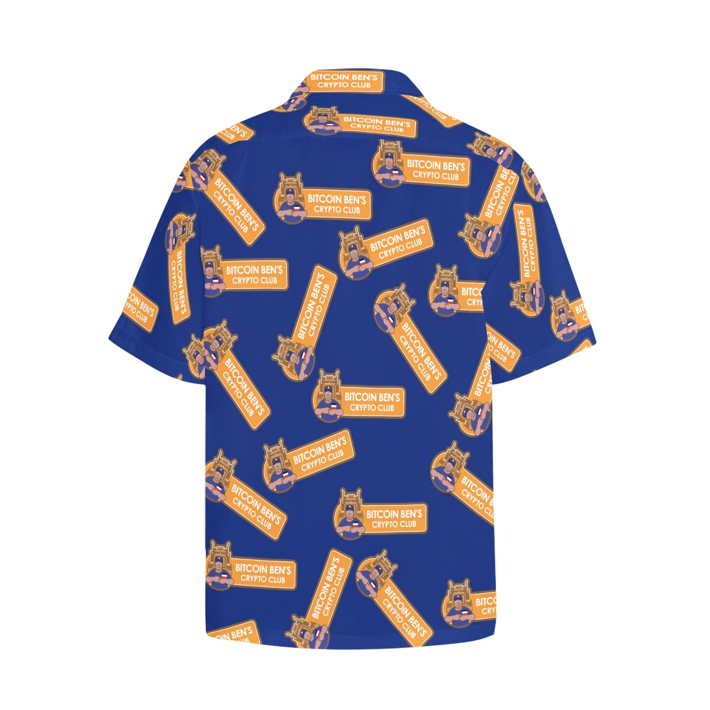 Miniaday Designs Bitcoin Ben Crypto Club Logo Multi camisa hawaiana con bolsillo en el pecho