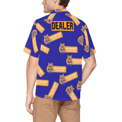 Miniaday Designs Dealer Bitcoin Ben Shirt Blue Hawaiian Shirt with Chest Pocket