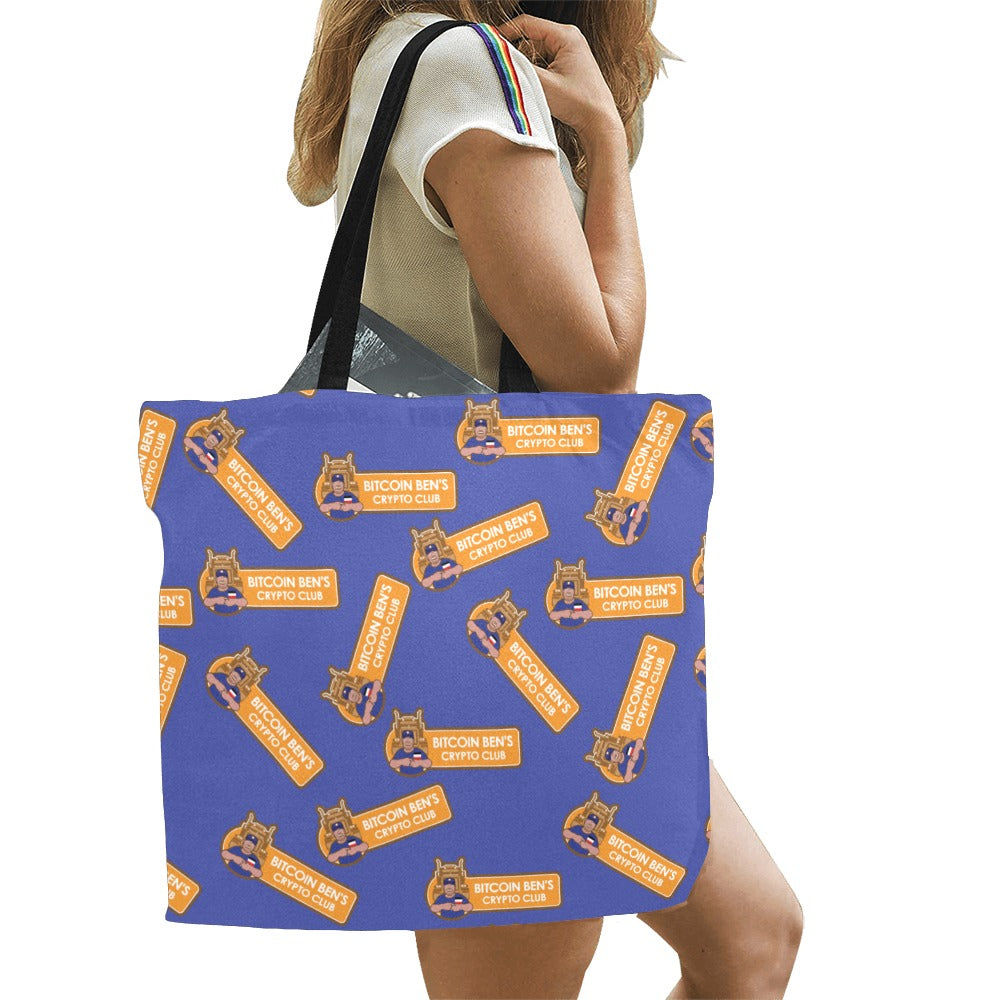 Miniaday Day Bitcoin Ben Blue Crypto Tote Bag Bolsa de lona con estampado integral/Grande