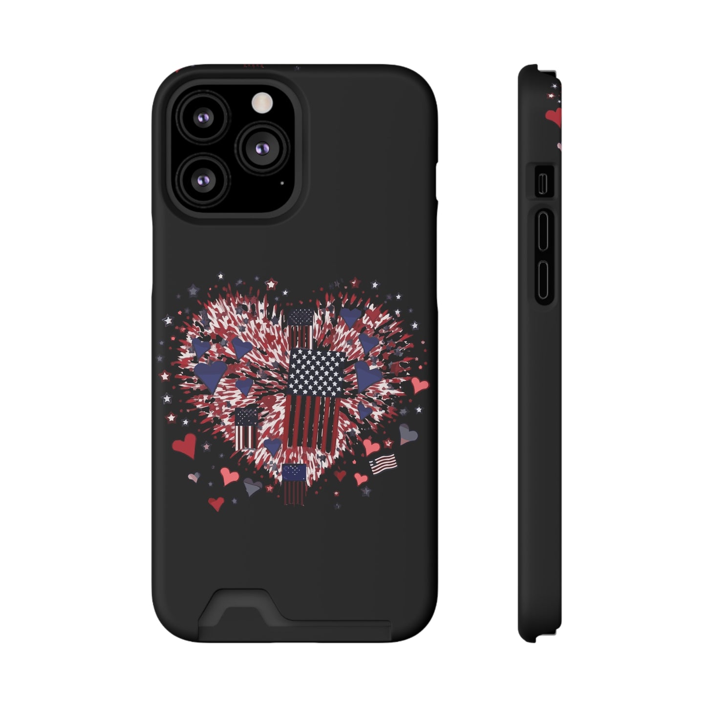 Patriotic Hearts of Valor Collection by Miniaday Designs, LLC. Phone Case With Card Holder - Miniaday Designs, LLC.