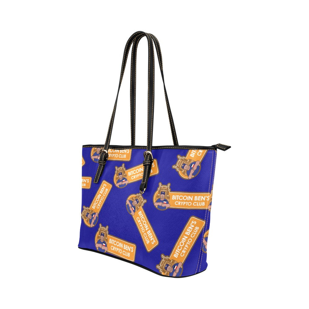 Miniaday Designs Bitcoin Ben Crypto Club Bolso de mano de cuero PU/Azul grande