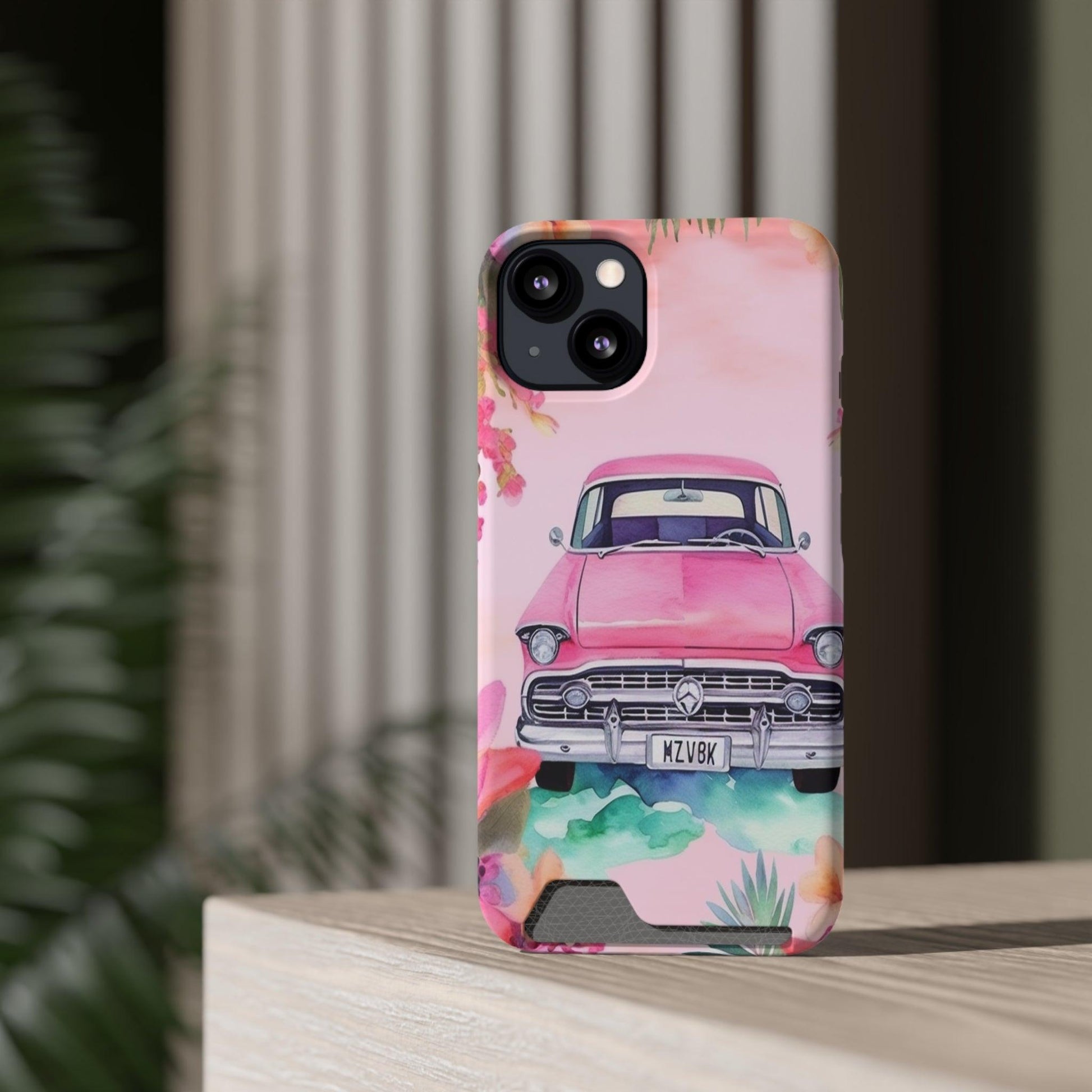 Pink Paradise Roadtrip Collection by Miniaday Designs, LLC. Phone Case With Card Holder - Miniaday Designs, LLC.