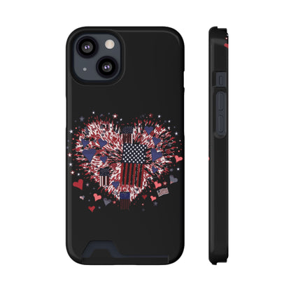 Patriotic Hearts of Valor Collection by Miniaday Designs, LLC.  Phone Case With Card Holder