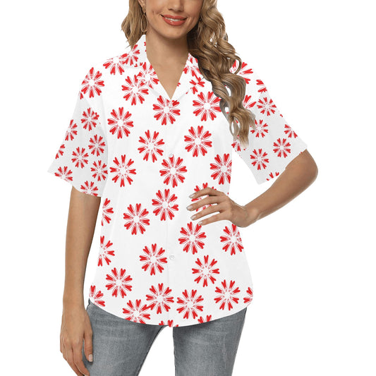 Miniaday Designs Camisas hawaianas para mujer Círculo de corazones Múltiples colores