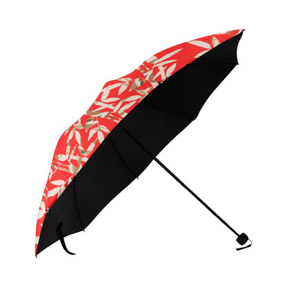 Miniaday Designs Reflective Bamboo on Red Anti-UV Foldable Umbrella - Miniaday Designs, LLC.