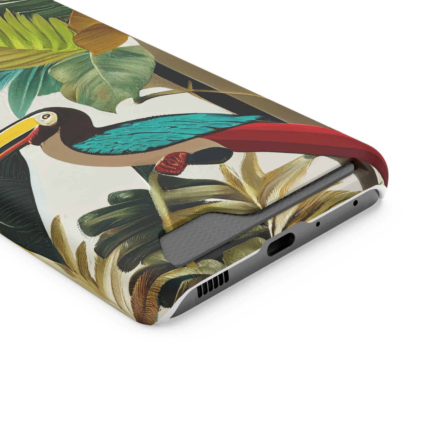 Miniaday Designs Phone Case With Card Holder Tropical Toucan Multicolor