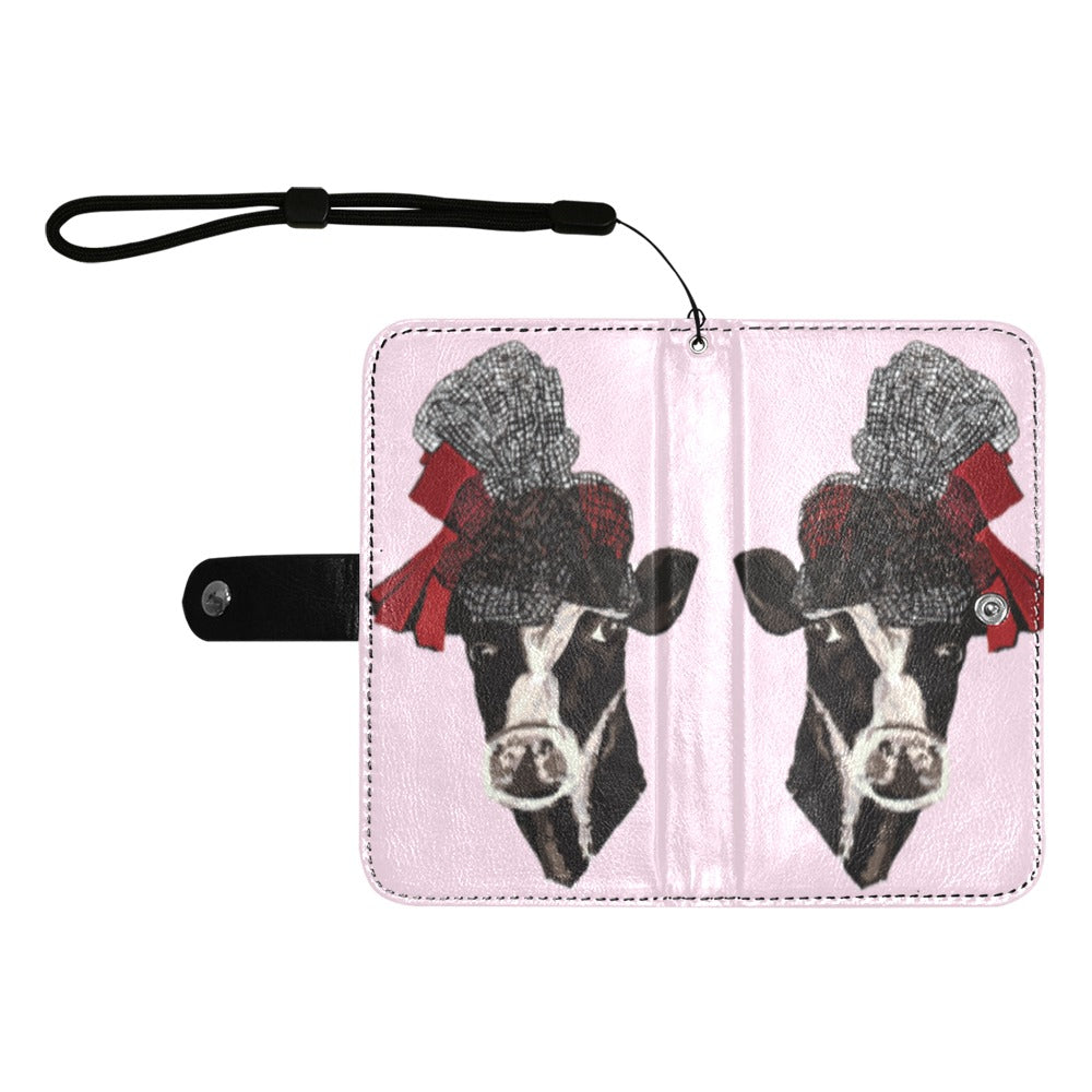 Miniaday Designs Monedero grande para teléfono con diseño de vaca con sombrero