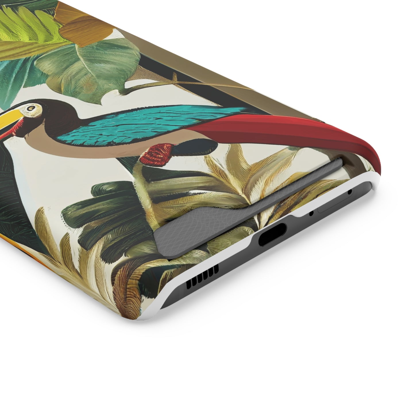 Miniaday Designs Phone Case With Card Holder Tropical Toucan Multicolor